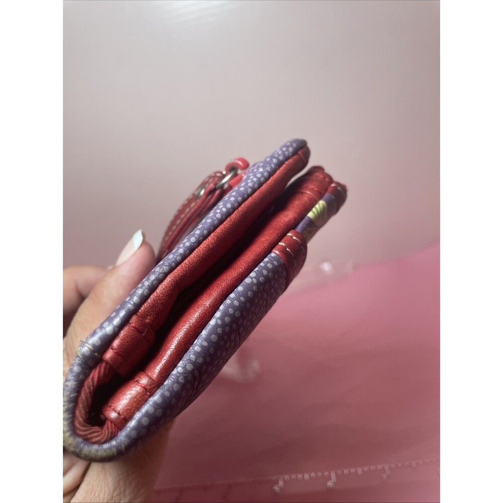 FOSSIL LEATHER WALLET With Heart Vtg Fossil Key Card ID Coin Organizer - Picture 8 of 12